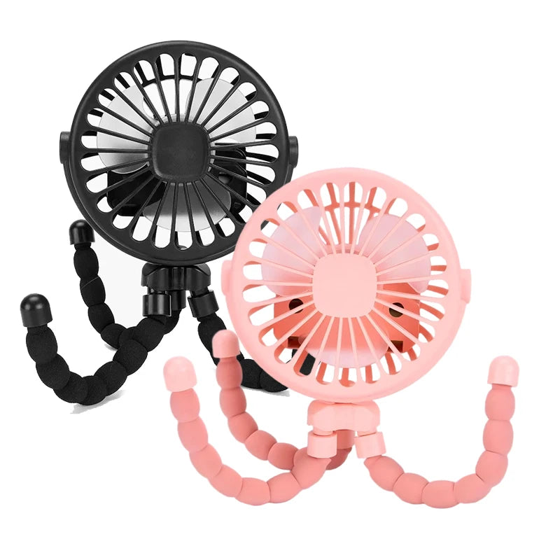 Ventilador Portátil para Carrito de Bebé | Recargable USB, 3 Velocidades y Rotación 360°