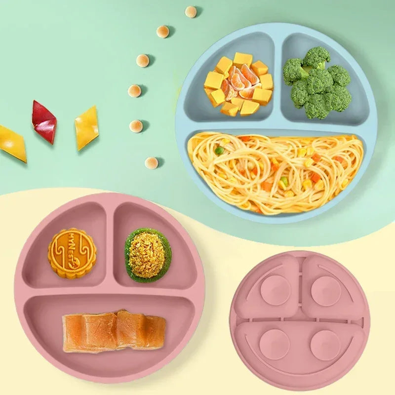 Juego de Vajilla Infantil de Silicona Premium | Plato con Ventosa, Bol, Babero y Cubiertos