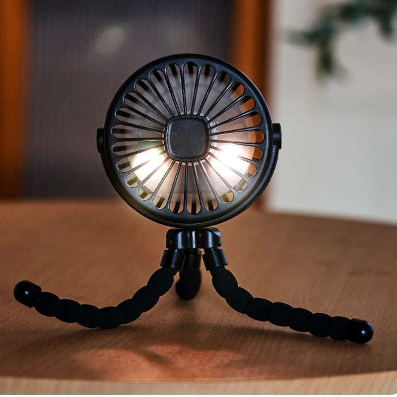Ventilador Portátil para Carrito de Bebé | Recargable USB, 3 Velocidades y Rotación 360°