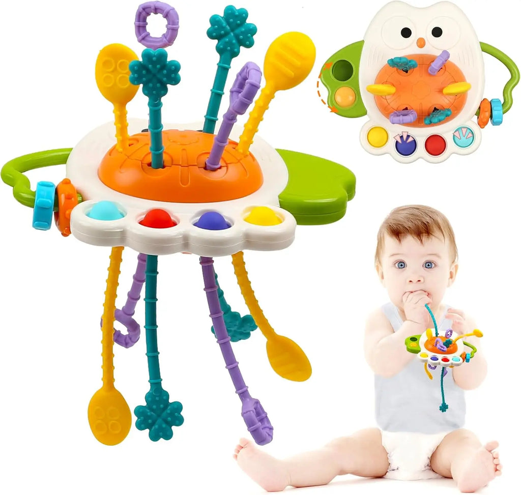 🧸 Juguete Sensorial Montessori para Bebés | Centro de Actividades de Silicona + Mordedor (6-12 meses)
