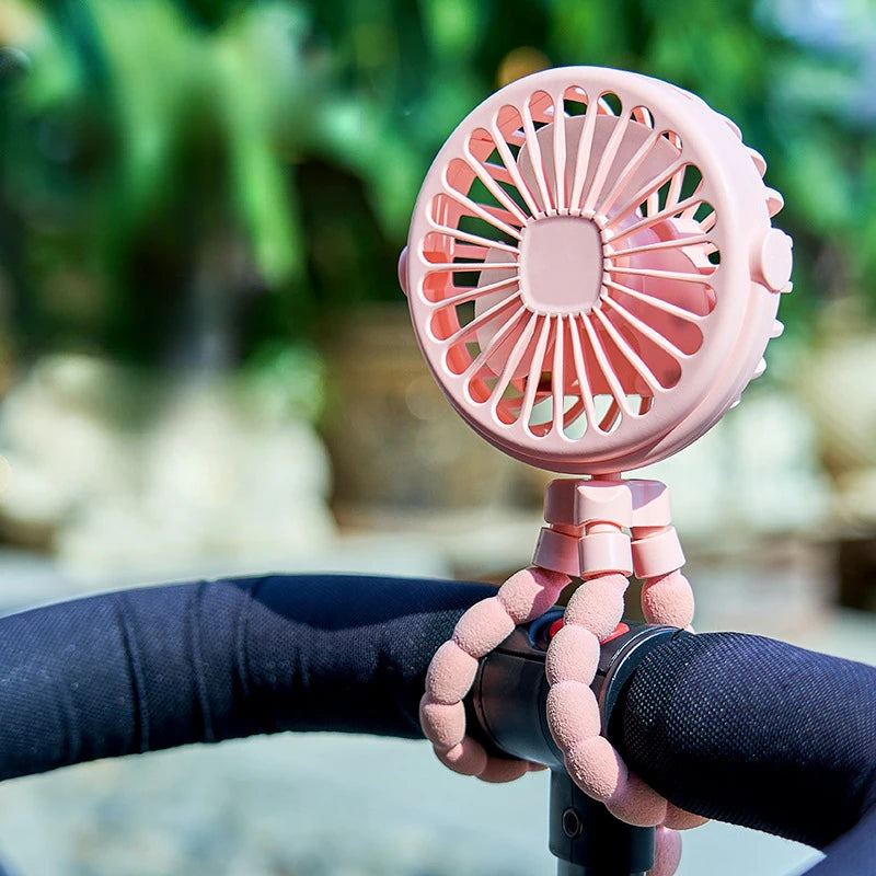 Ventilador Portátil para Carrito de Bebé | Recargable USB, 3 Velocidades y Rotación 360°