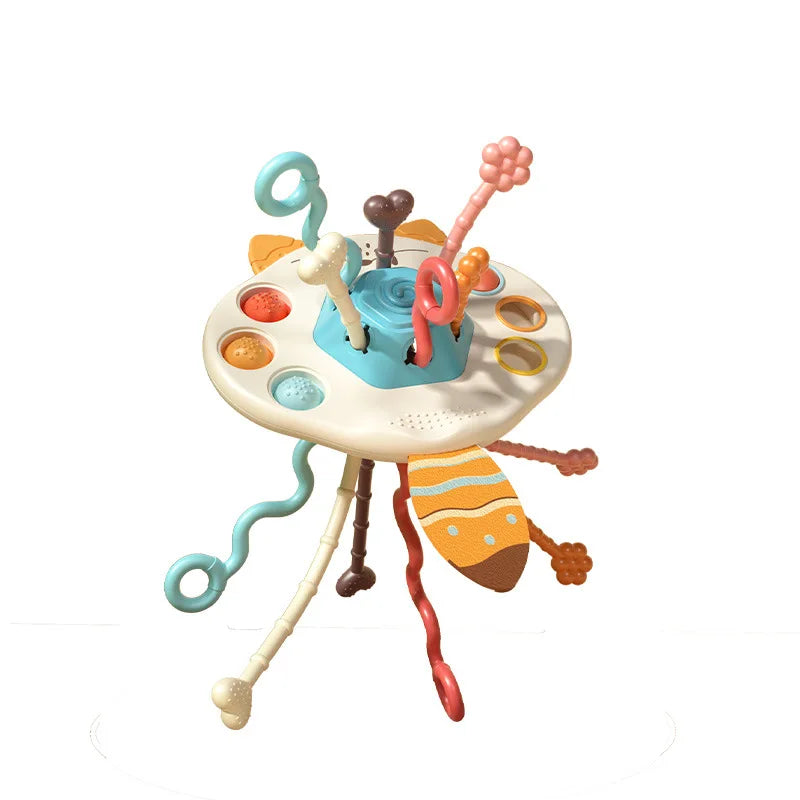 🧸 Juguete Sensorial Montessori para Bebés | Centro de Actividades de Silicona + Mordedor (6-12 meses)