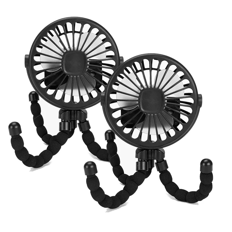 Ventilador Portátil para Carrito de Bebé | Recargable USB, 3 Velocidades y Rotación 360°