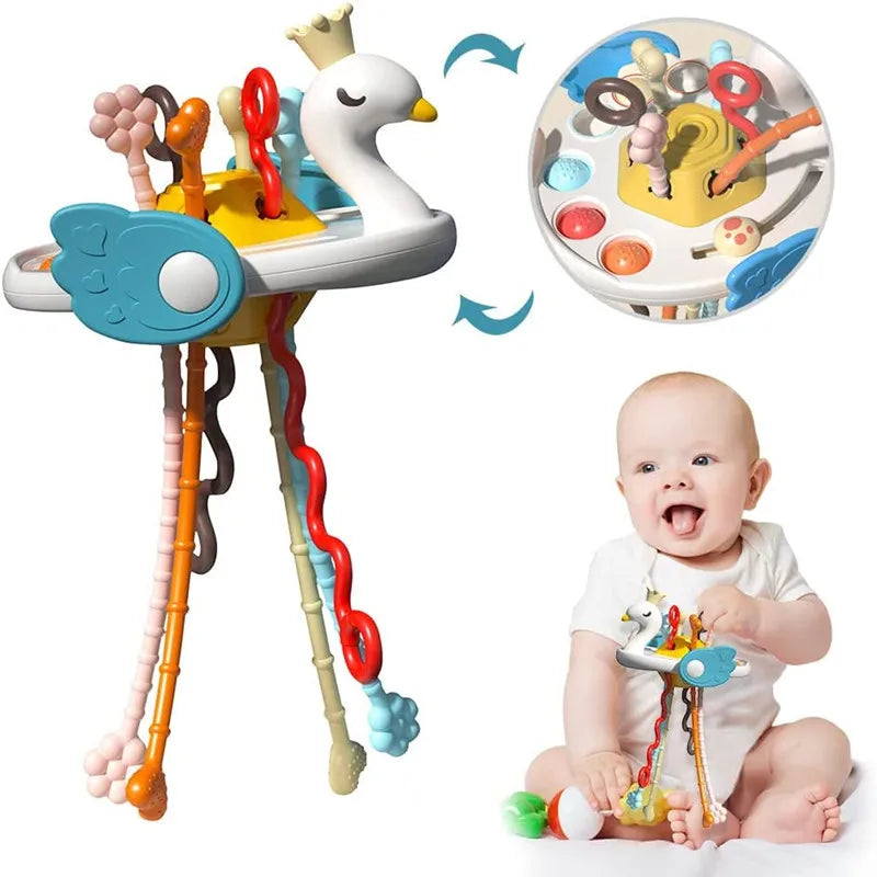 🧸 Juguete Sensorial Montessori para Bebés | Centro de Actividades de Silicona + Mordedor (6-12 meses)