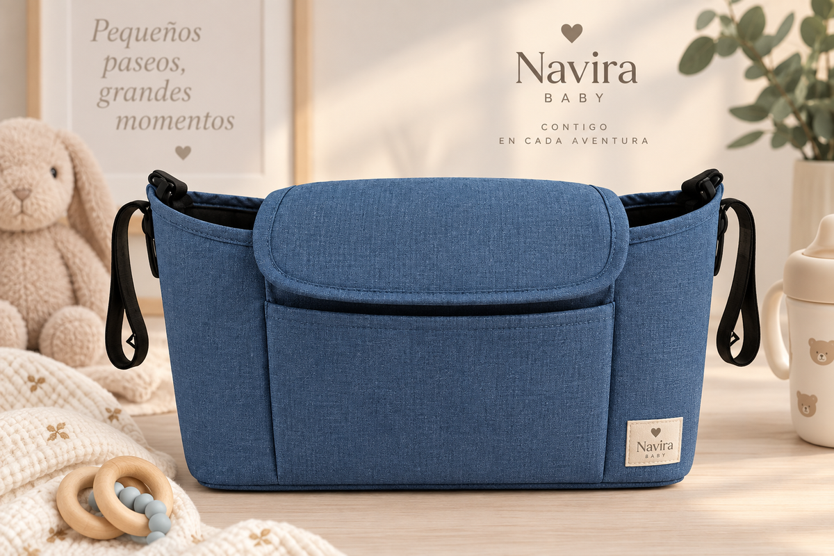 🍼 Organizador Universal para Carrito de Bebé Gran Capacidad con Portavasos