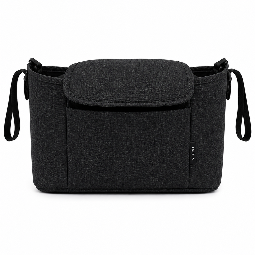 🍼 Organizador Universal para Carrito de Bebé Gran Capacidad con Portavasos