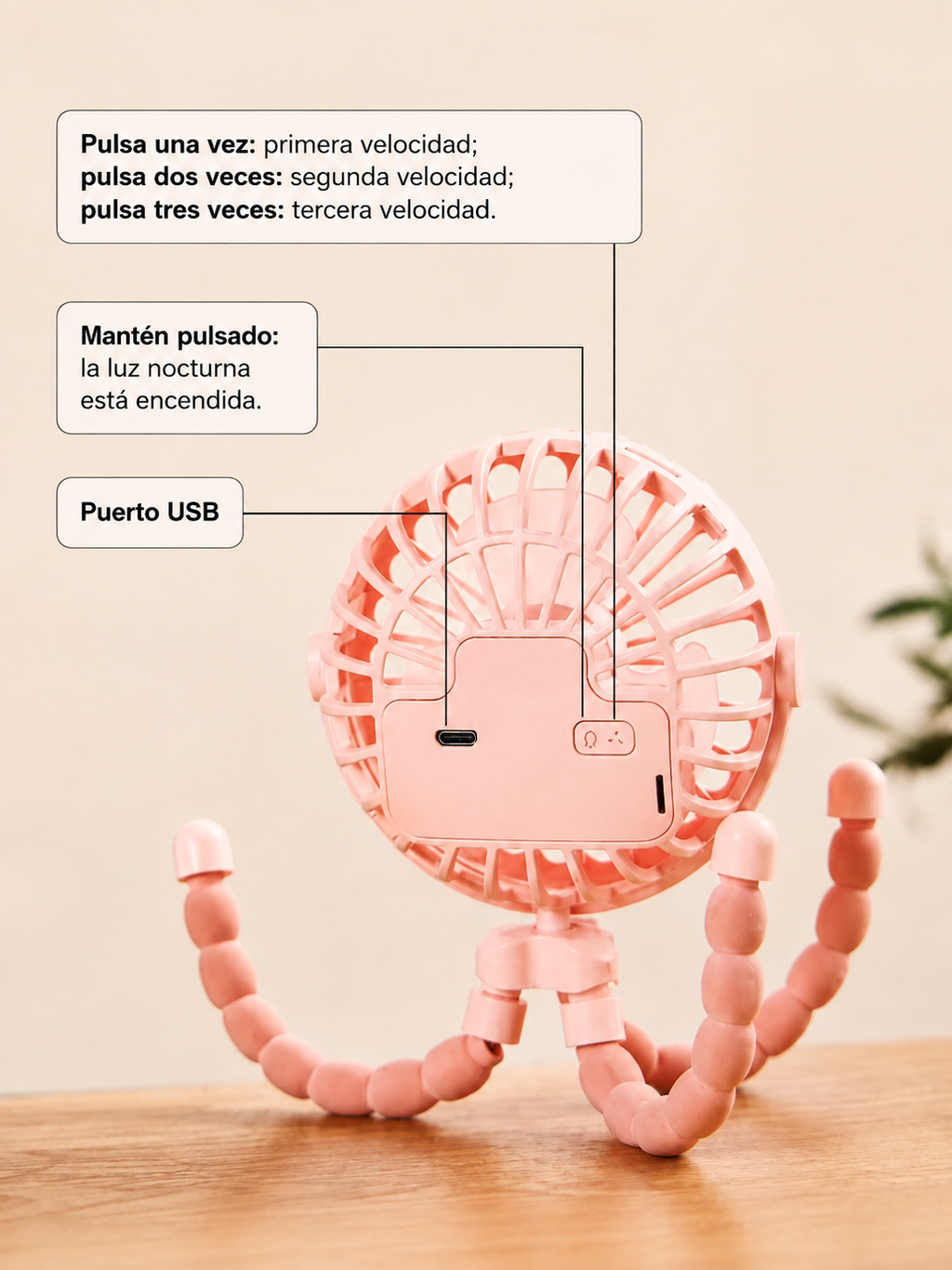 Ventilador Portátil para Carrito de Bebé | Recargable USB, 3 Velocidades y Rotación 360°