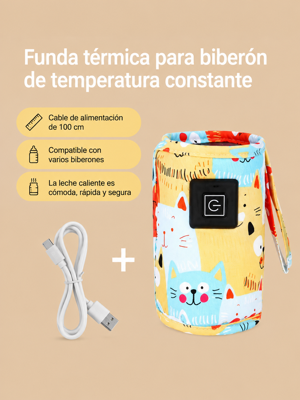 Calienta Biberones USB Portátil | Funda Térmica para Carrito de Bebé